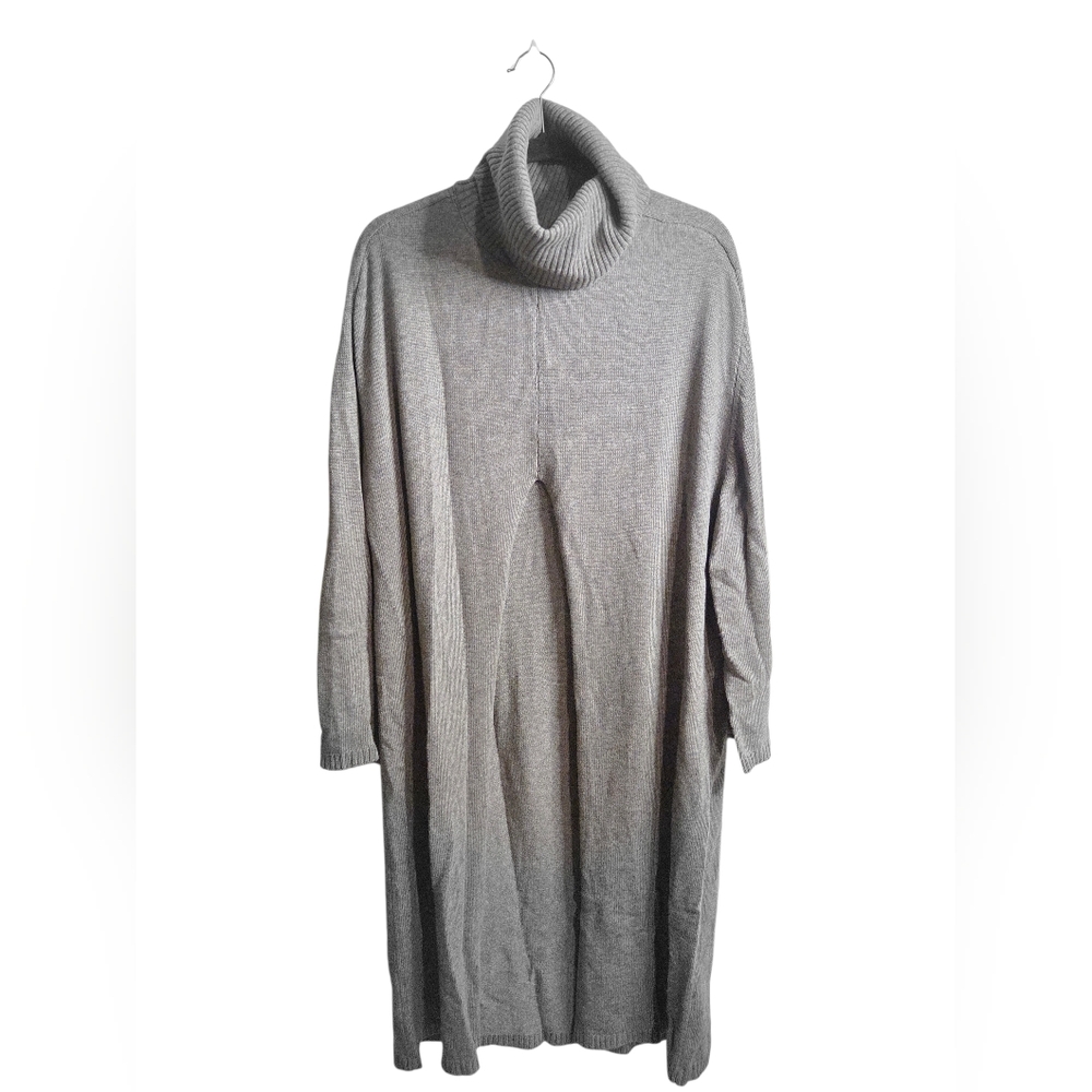 Ruti Modern Maximalist Tunic Sweater Turtleneck Grey Size L Wool Cashmere NWT